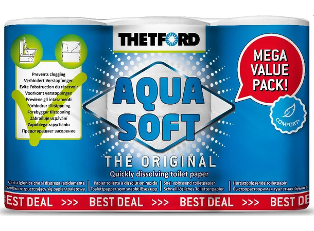 Aqua Soft - 6 ruller Toalettpapir 