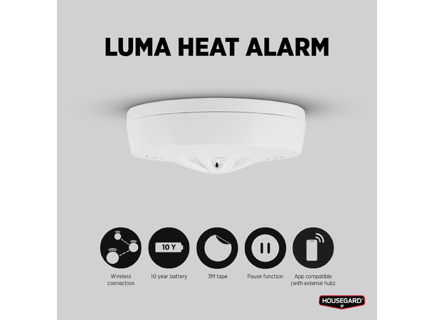 Housegard Luma Varmevarsler HA450 - WiFi - 10 års batteri 