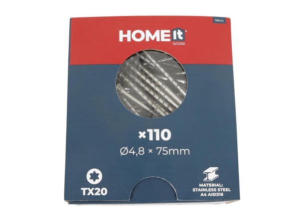 Terrasseskrue AISI316/A4 110stk Ø4,8x75mm  - Torx T20 