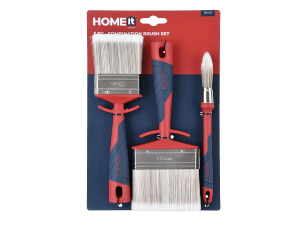 Work-It Penselsett Utendørs 3pk Flat 70mm -  Flat 100mm - Rund 18mm 