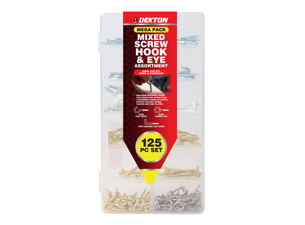 Øyeskrue assortement 125 deler Åpne - lukkede - vinkelrette 