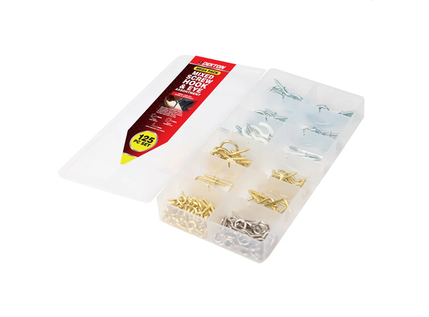Øyeskrue assortement 125 deler Åpne - lukkede - vinkelrette 