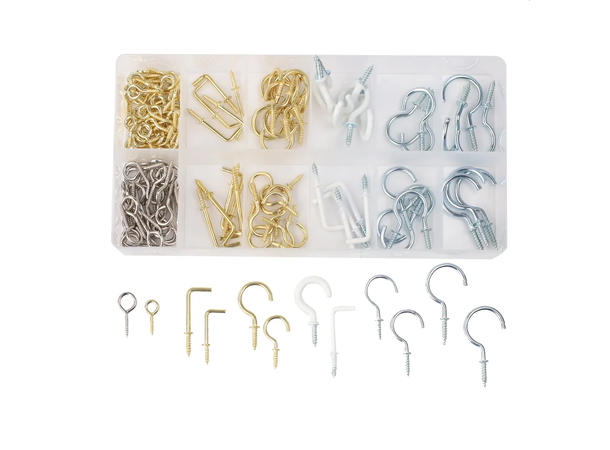 Øyeskrue assortement 125 deler Åpne - lukkede - vinkelrette 
